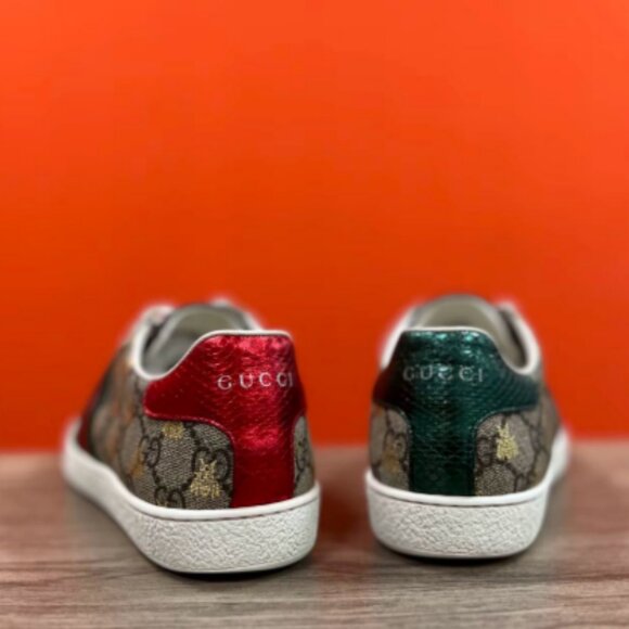 Gucci Ace Canvas Bee Pattern Fashion Sneakers for Men, Brown - Picture 3 of 5